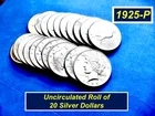 1925-P Peace Silver Dollars ➫ Uncirculated Roll of 20 Silver Dollars ➫ R525