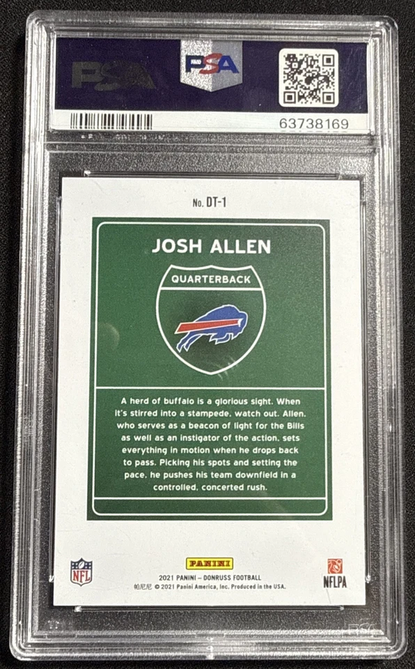2021 Donruss Downtown! #DT-1 Josh Allen PSA 10 Buffalo Bills - Image 2 of 2