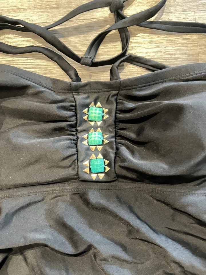 Tankini de maternidad Liz Lange para mujer pequeño negro halter traje de baño top Foto 2 de 3