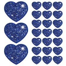 F&uuml;r DIY 24 St&uuml;ck 6x6cm Glitzerherz Aufn&auml;her zum Aufb&uuml;geln Dunkelblau