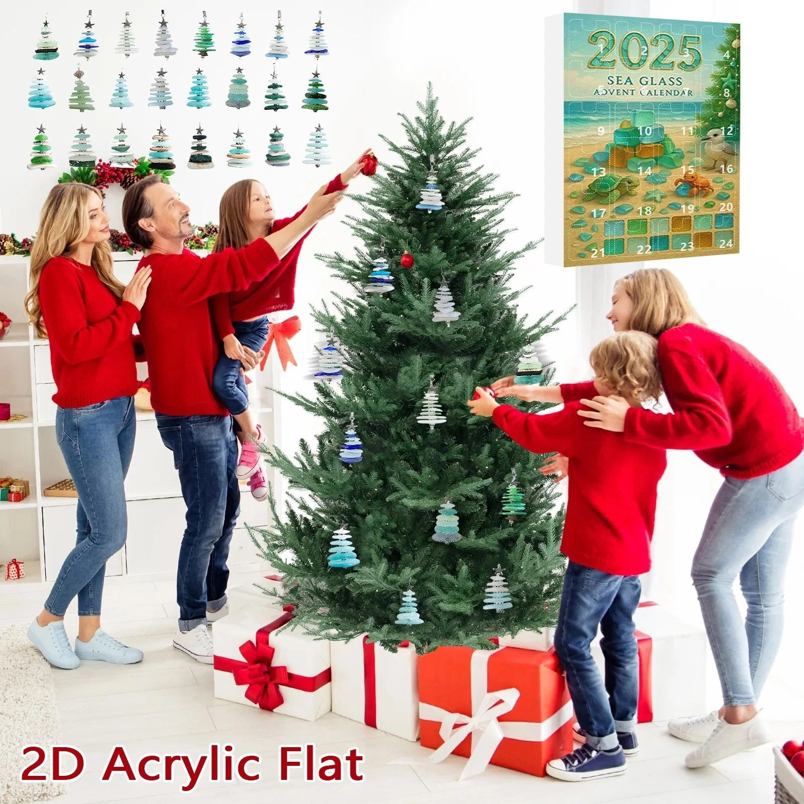 2025 Seashell Christmas Tree Calendar Countdown Blind Box With 24 Collectible