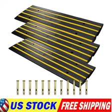 48" Heavy-Duty Rubber Driveway Curb Ramps Low Profile Threshold Ramps 1/2/3 PCS