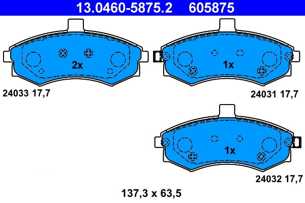 Bremsscheiben-BremsbeläGe-Kit ATE 13.0460-5875.2 Hyundai 58101-2DA40-image