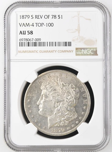 1879 S Rev Of 78 Morgan Silver Dollar  $1 VAM 4 TOP 100 NGC AU58 6978067-009