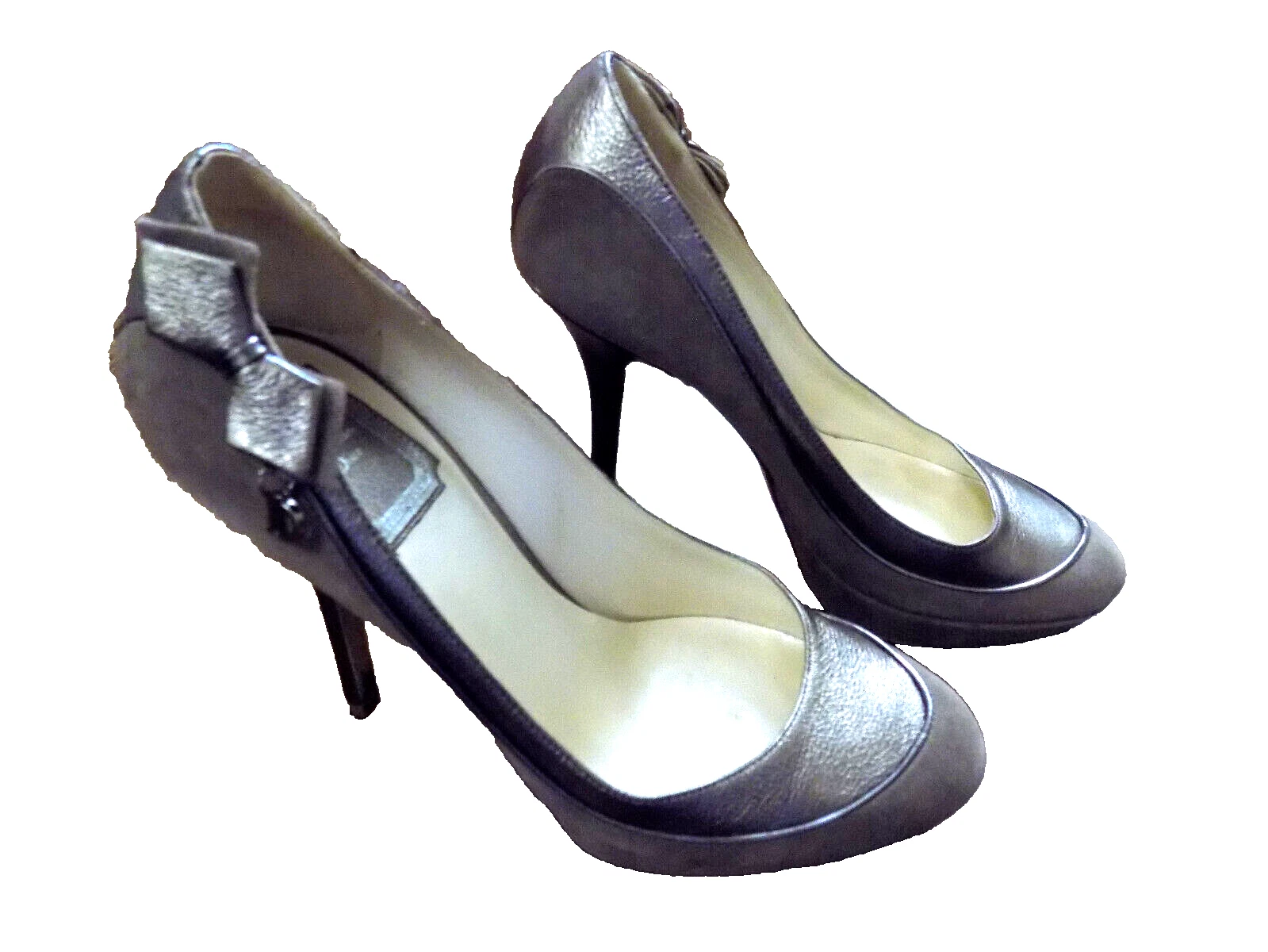 Escarpins à charme arc en cuir métallique gris Christian Dior talons taille 6