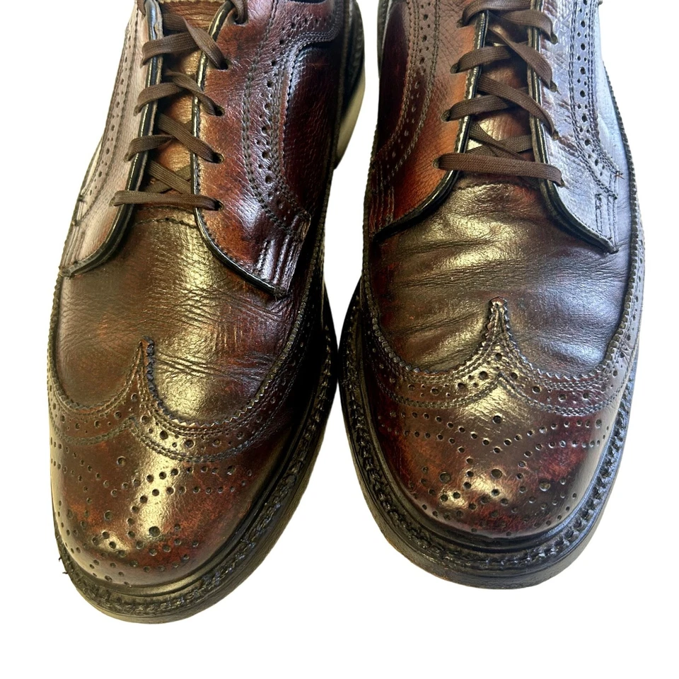 Vtg 60's British Walkers Brown PEBBLED Leather DRESS Shoe WINGTIP Oxfords Brogue - Image 4 of 4