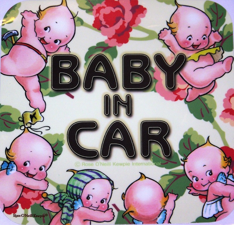Two Baby in Car Featuring Many Kewpies by Rose O'Neill Square Sticker - Kewpie