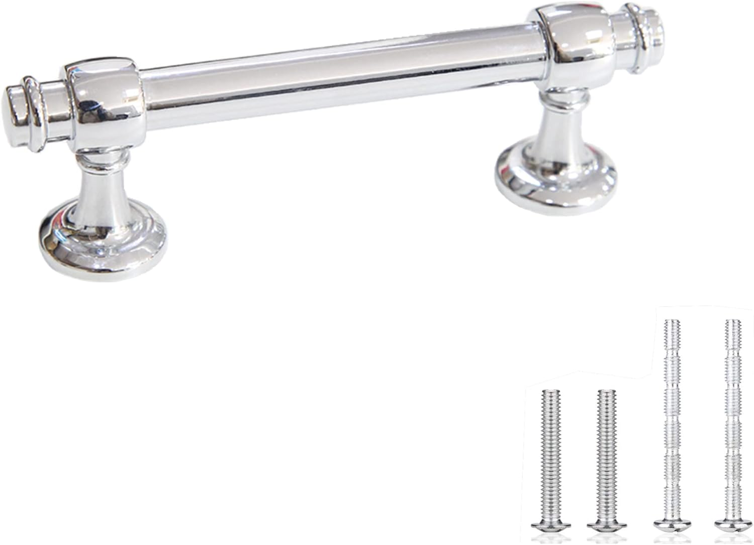 10Pack Cabinet Pull Polished Chrome Drawer Handle Zinc Alloy 3Inch (76Mm) Hole C