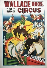 Wallace Bros. 3 Ring Circus Original Poster 1940s - Linen Backed