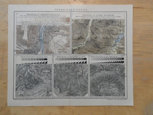 Genuine(1908) Lithograph Terrain Drawing (B1B)