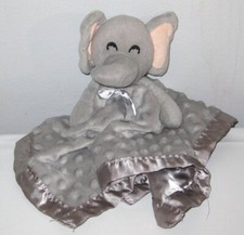 Pro Goleem Gray Elephant Minky Dot Security Blanket Baby Lovey Plush Satin