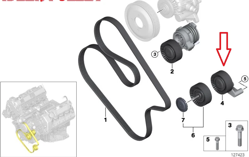 Engine Accessory Drive Belt Idler Pulley INA OEM for BMW E65 E66 745i 745Li 760i - Image 2 of 2