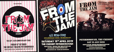 FROM THE JAM FLYERS X 3 - BRUCE FOXTON - 2020 SETTINGS SONS TOUR - THE GIFT ETC.