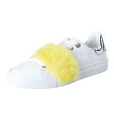 Moncler Women's LENNY Mink Fur Trimmed Leather Fashion Sneakers Shoes US 8 IT 38