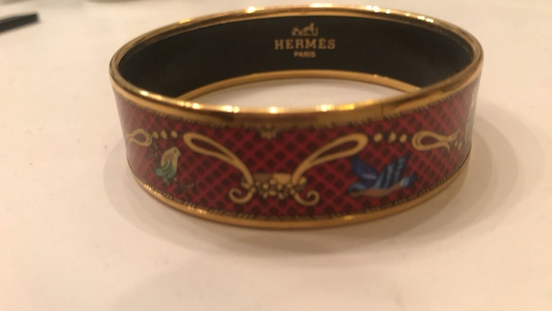 Hermes enamel bangle bracelet with gold-tone hardware-image