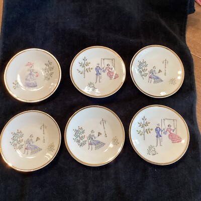 Lot of 6 ~ Wintering Bavaria 55 56 ~ Small 4  Plates With Victorian Scenes