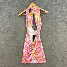 NEW Fashion Nova Dress Womens Small Bodycon Cut-Out Multicolour Stretch 27409