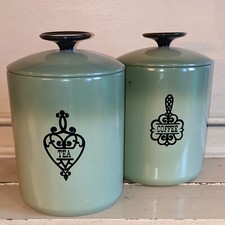 Canister Set West Bend Avocado Green Coffee  Tea Aluminum Retro Vtg MCM Nice