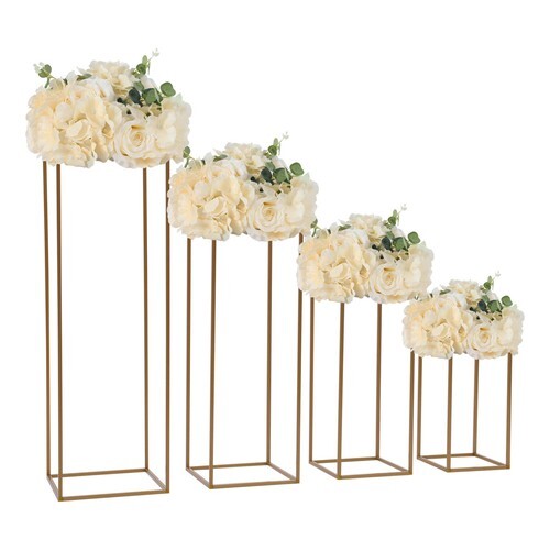 Gold Metall Blumenständer Rechteckig Regal für Hochzeit Tisch Mittelstücke Dekor?? - Bild 5 von 13