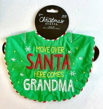 New Christmas Baby Bib  Move Over Santa Here Comes Grandma  Unisex Green Infant