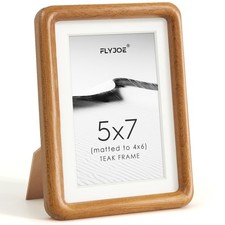 5x7 Picture Frame, Natural Solid Teak Wood Photo Collage Frame with HD Temper...