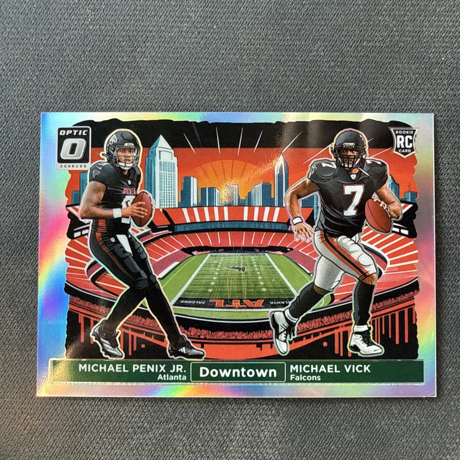 Michael Penix Jr./Michael Vick 2024 Panini Donruss Optic Dual Downtown Prizm 14