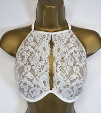 Boux Avenue Bra Opal Ivory Halter Plunge Lace Underwired UK 36 DD