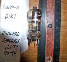 AMPEREX World Logo by MULLARD Gray Plate O Getter 12AT7 / ECC81 Tube - 90/94