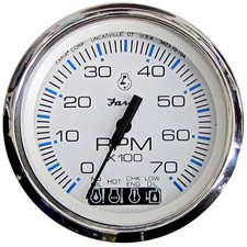 Faria Chesapeake White SS 4" Tachometer w/Systemcheck Indicator - 7000 RPM Gas 