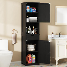 Tall Bathroom Storage Cabinet with Freestanding Adjustable Shelves, Narrow Stora