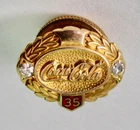 COCA COLA 10K Gold Lapel Pin Two Diamond 35 Years Service Vintage from 1930-40s