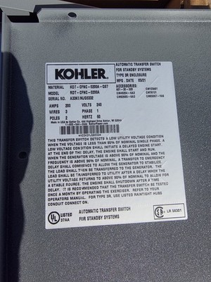Kohler 200 Amp Transfer Switch 120/240V NEMA 3R Outdoor | RDT-CFNC-0200A-QS7
