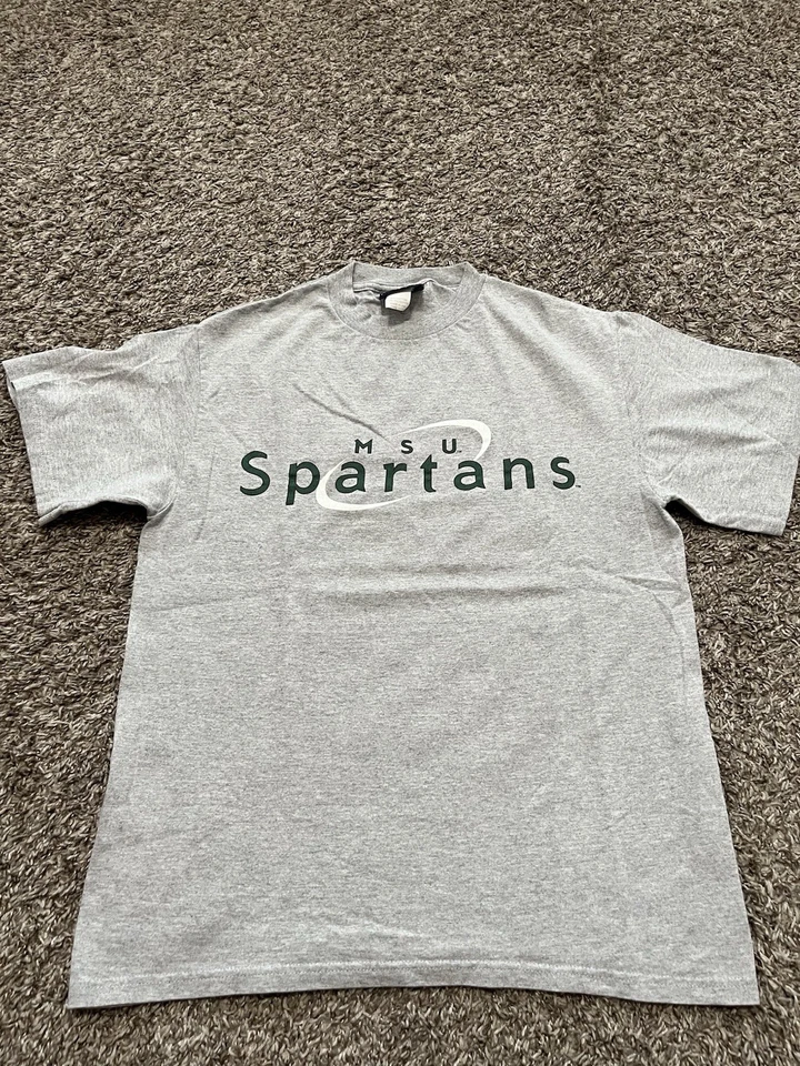 Camiseta gris MSU de colección años 90 hecha en EE. UU. Michigan State University talla mediana Foto 2 de 4