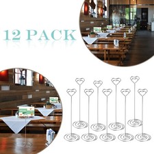 12 Pcs Heart Pattern Table Number Holders Name Holders Photo Stand Note Clip