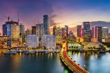 Miami Florida Downtown City Skyline Sunset Photo Laminated Poster 36x24