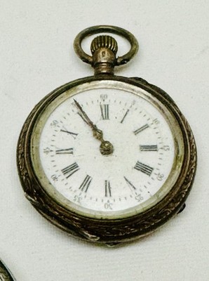 Antique Pocket Watch Remontoir Cylindre 6 Rubis for Parts 800 silver Case