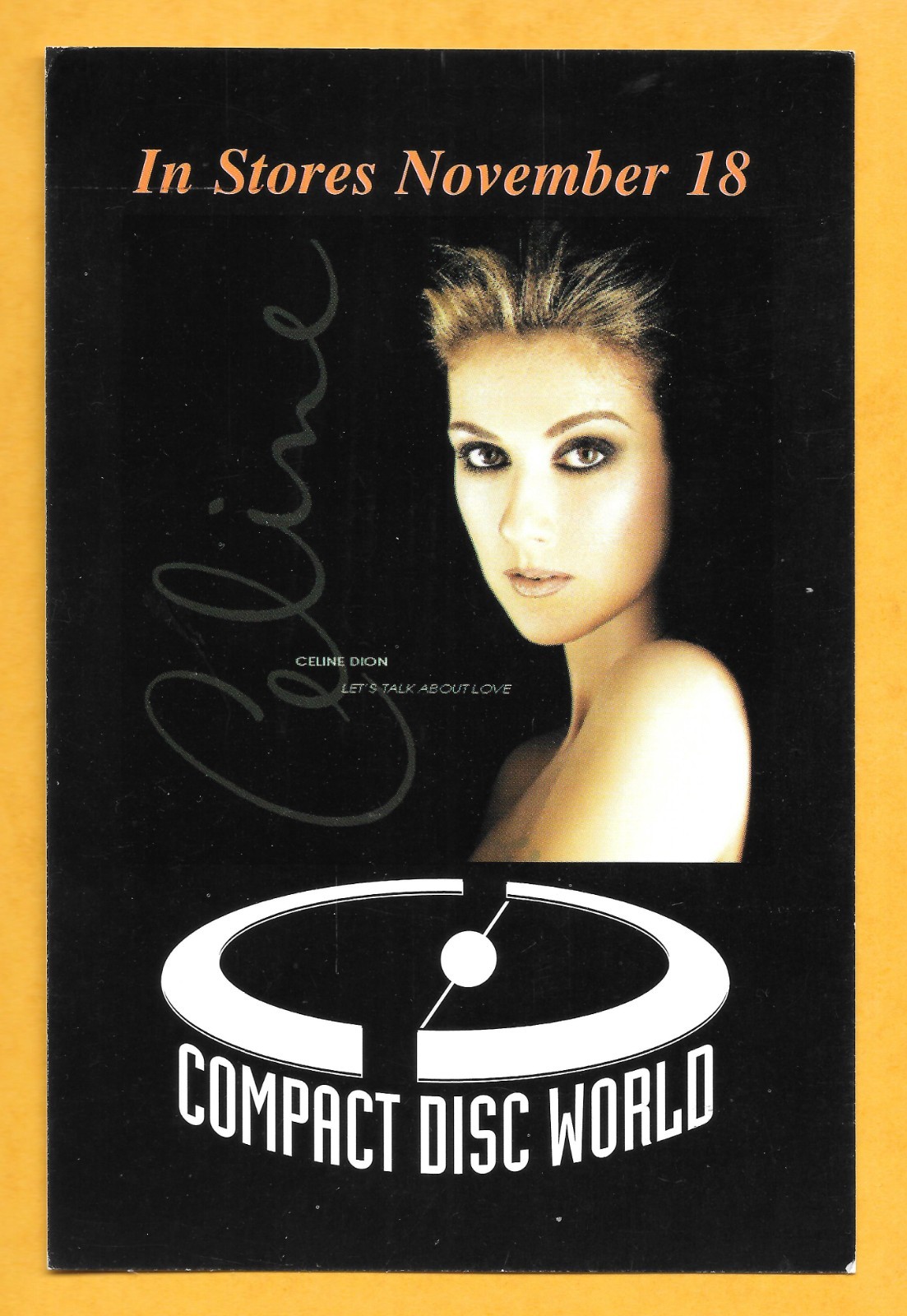 Advertising Postcard for Celine Dion's "Let's Talk About Love" Album