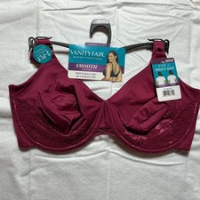 Vanity Fair Underwire Bra 38DDD Burgundy Radiant Collection Smooth Full fig NEW