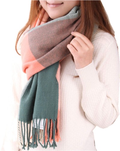 Womens Fashion Long Shawl Big Scarves Grid Winter Warm Large Plaid Scarf 
