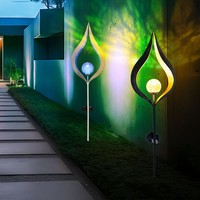 AußEnleuchte Solarlampe Steckleuchte Led Erdspieß Flamme Blau Bronze 2Er Set