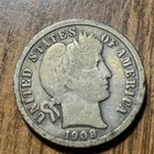 1908 Barber Liberty Head Dime Good Condition 90% silver Actual coin FI 3-2