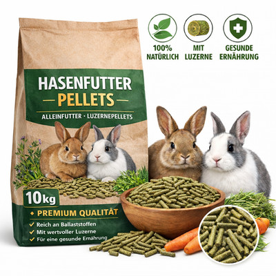 10 kg Premium Luzerne Pellets Kaninchenfutter Nager Hasenfutter Zwergkaninchen