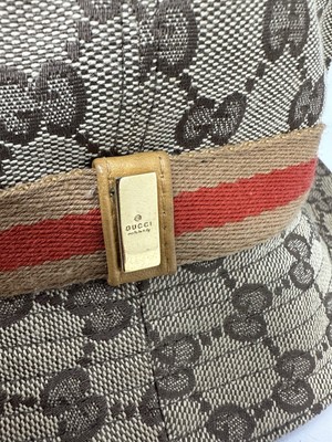 Vintage Gucci GG Logo Monogram Bucket Hat Canvas Designer Cap Head Size  Large