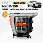 For 2021-2023 Ford F-150 LED Headlight Chrome Bezel w/o AFS Right Passenger Side