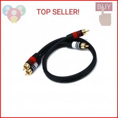 Monoprice 1.5ft Premium 2 RCA Plug/2 RCA Plug M/M 22AWG Cable - Black