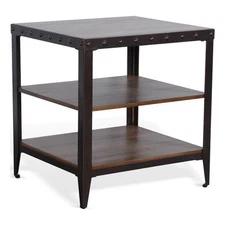 Sunny Designs San Diego Metal & Solid Wood End Table in Brown
