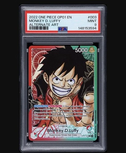 2022 One Piece Monkey D Luffy OP01-003 Pre-Errata Alt Art Leader Card PSA 9
