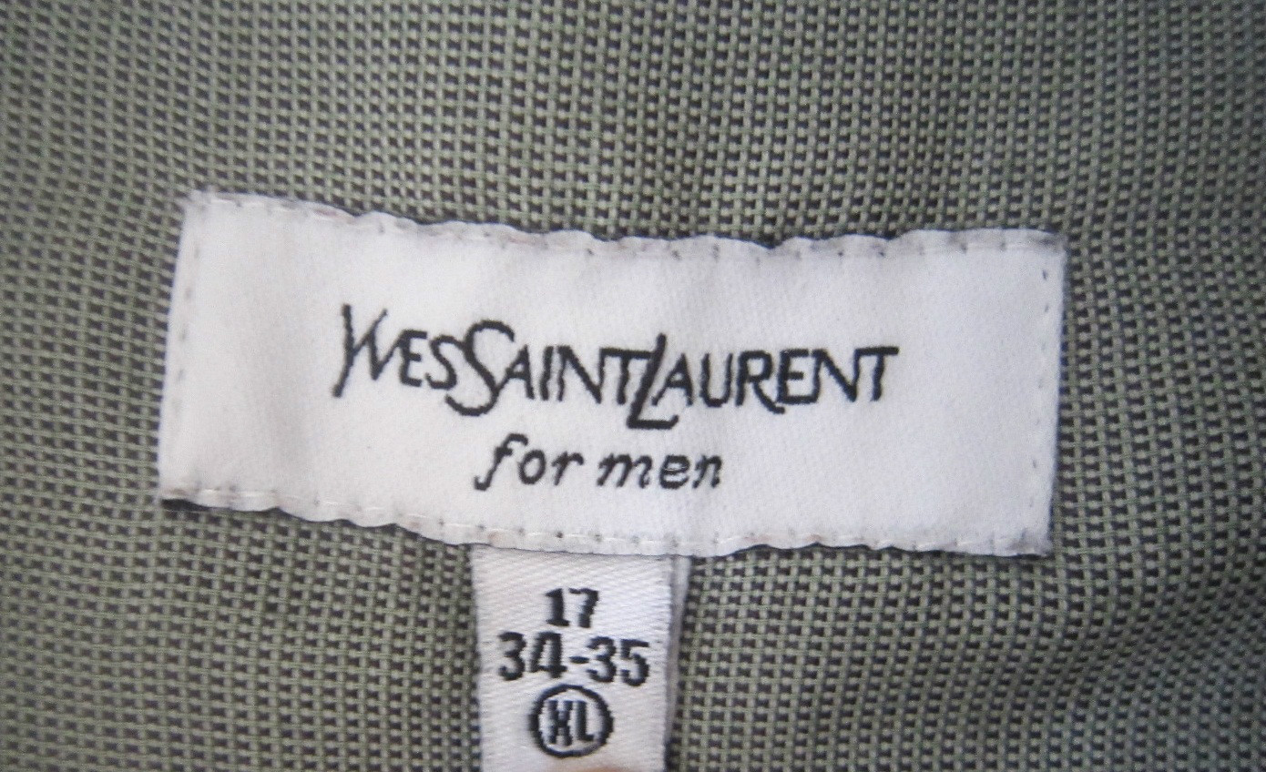 YVES SAINT LAURENT Camicia uomo con bottoni Verde oliva Taglia XL 34 35 17