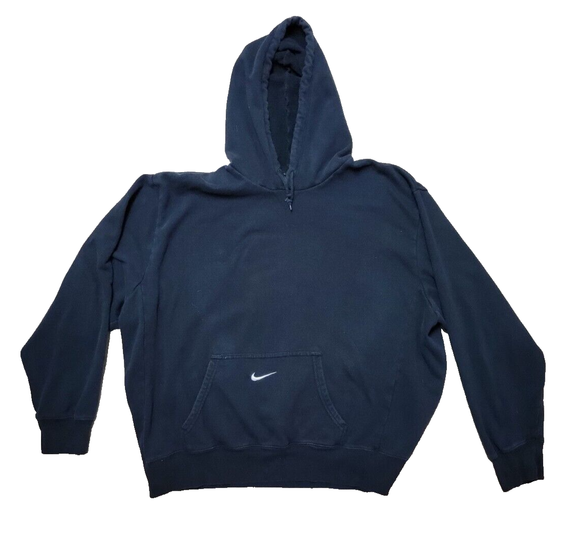 Vintage Y2K NIKE Pocket Mini Swoosh Check Hoodie Size 2XL Black 