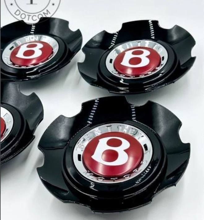 Tapacubos centrales 4 piezas para rueda Bentley Continental Flying Spur de fábrica 3W0601171C ROJO Foto 4 de 4